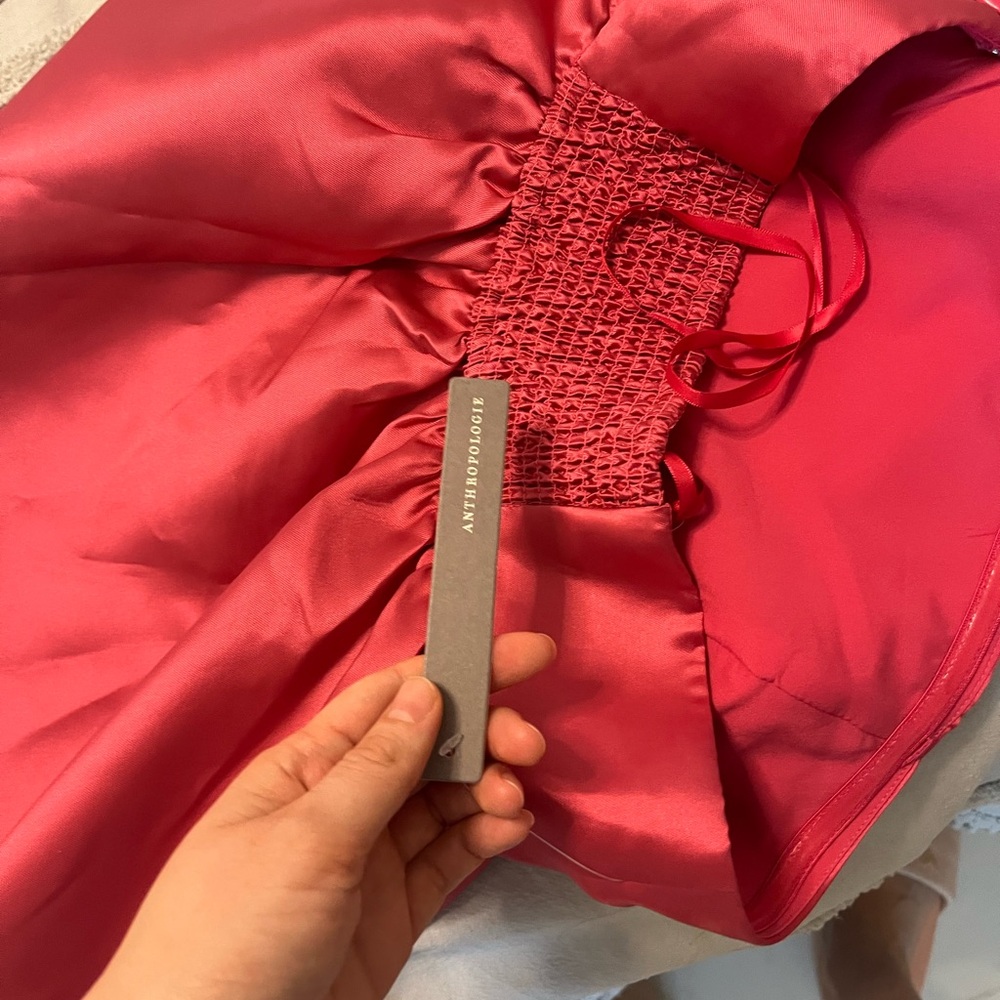 Anthropologie Fuchsia Satin Dress - Picture 6 of 8